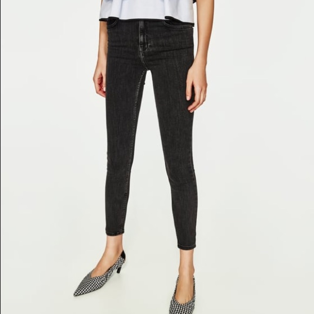 Zara Trafaluc Dark Gray High Waisted Jeans